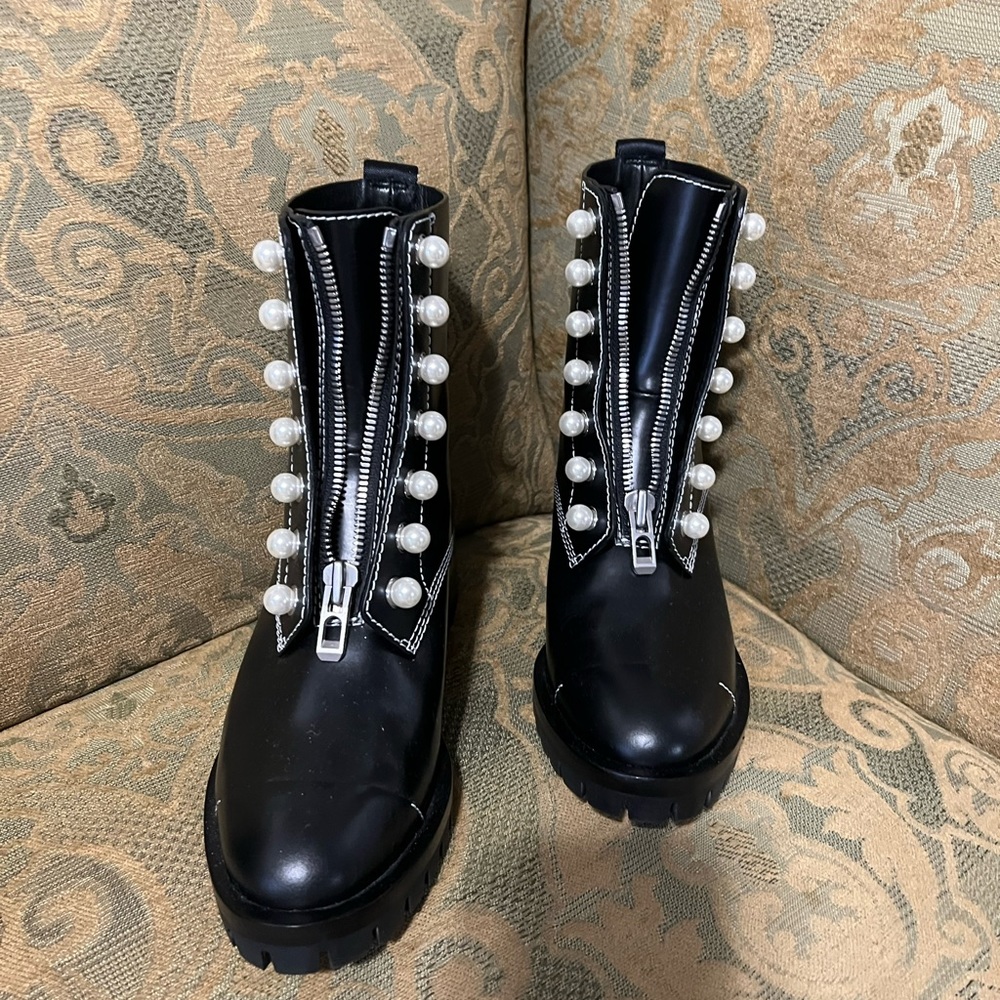 Huge sale on boots‼️ 3.1 Phillip Lim Patent Leather Combat Boots w/faux Pearls